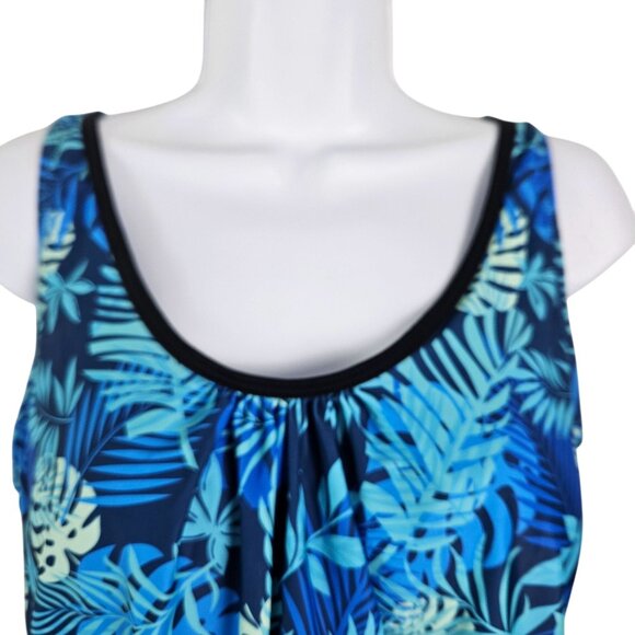 Aqua Eve Womens Size XL Tropical Leaf Print Tankini Set Boy Shorts W/Drawstring - Picture 6 of 10